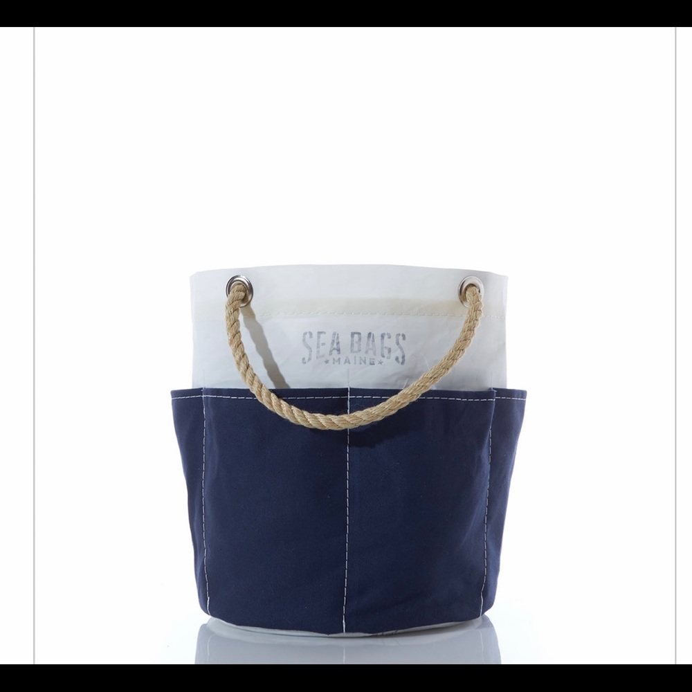 Sea Bags Navy and White Rope-Handle Canvas Tote - Picture 6 of 15